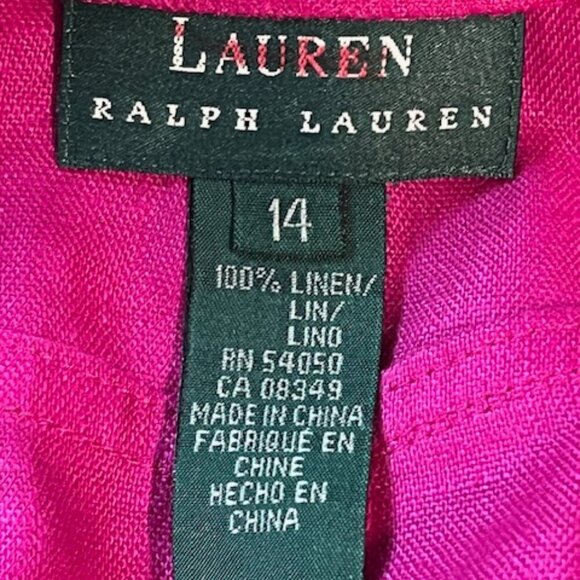 Lauren Ralph Lauren Womens Short Skirt Bright Pink Linen A-Line 5 Pockets 14 EUC - Picture 5 of 10
